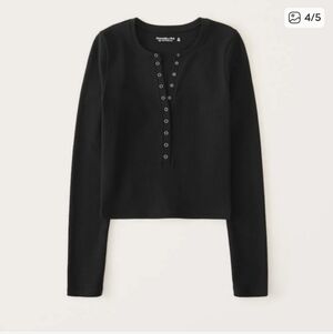 Abercrombie Long-Sleeve Seamless Rib Fabric Black